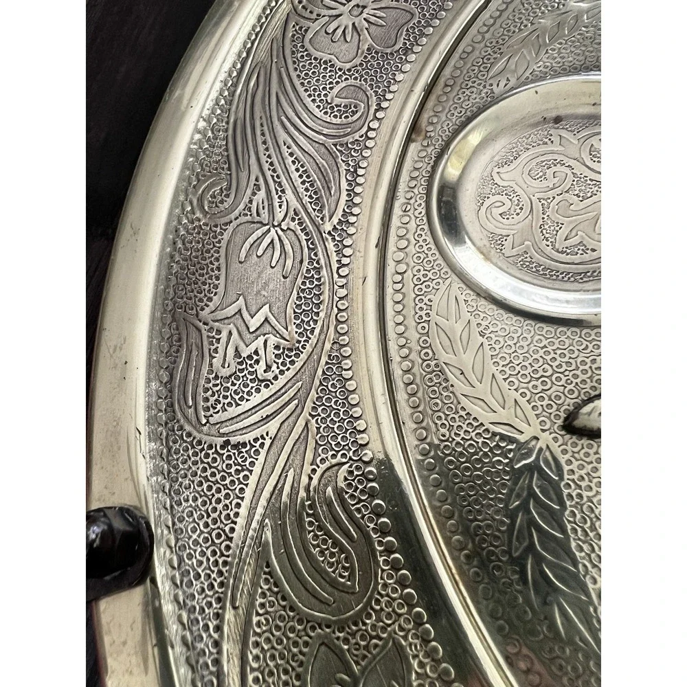 Vintage‎ Brass  Judaic Passover Seder Round Tray 13